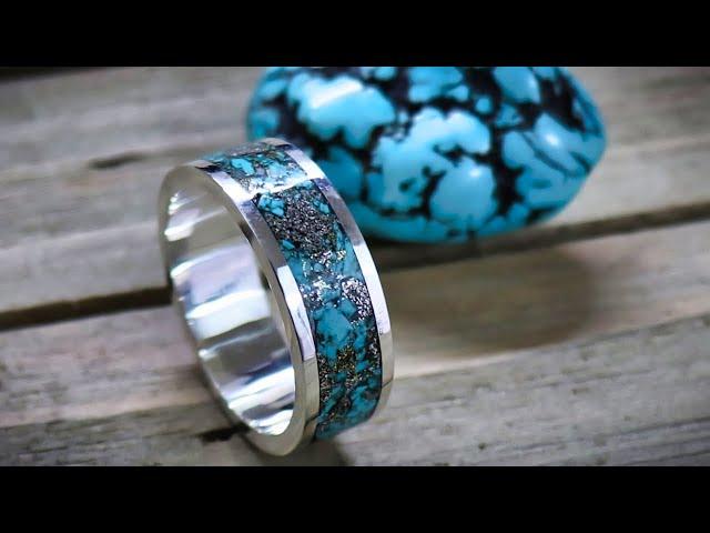 How to make a silver and turquoise inlay ring without a lathe