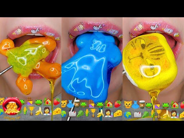 Emoji Food Challenge Satisfying ASMR Eating Fondant Honey Jelly 먹방