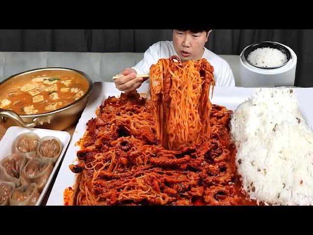 [Authentic Korean Food Series] Stir-fried Octopus Rice Fermented Bean Paste Stew KOREAN MUKBANG