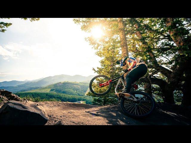 Red Bull Athlete, Jaxson Riddle, riding the bike park at Deer Valley in Park City, Utah