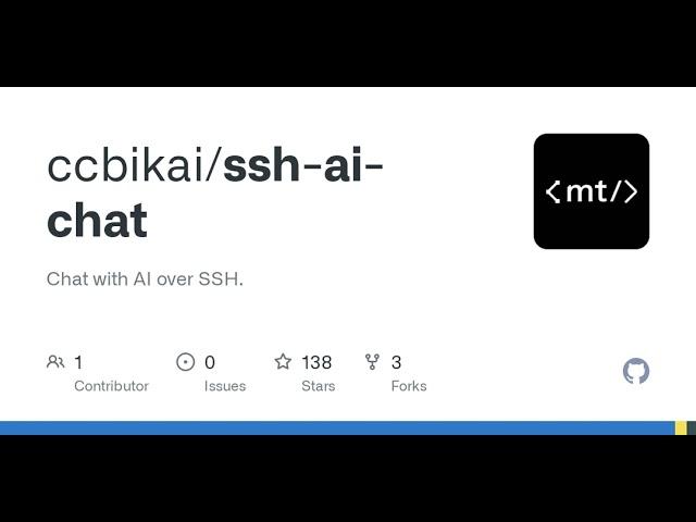 GitHub - ccbikai/ssh-ai-chat: Chat with AI over SSH.