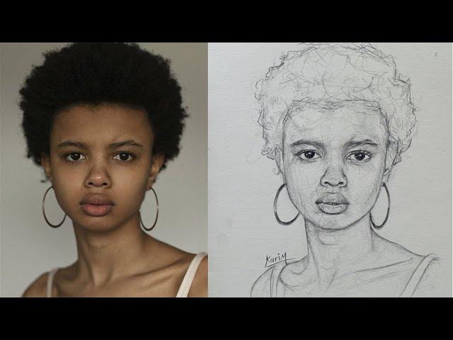 Mastering Feminine Portraits: Loomis Method Girl Drawing Guide - One pencil drawing