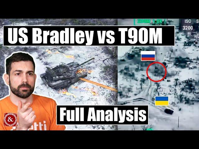 Ukrainian Bradley Battles Russian T90M Tank near Avdiivka