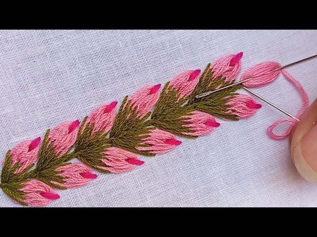 Gorgeous Simple BorderLine Stitch for Beginners|Hand Embroidery Tricky Design|Border Hand embroidery