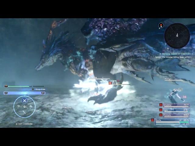 FINAL FANTASY XV - Level 94 Dragon Manxom Boss Fight l Cresthom Maze Final Boss