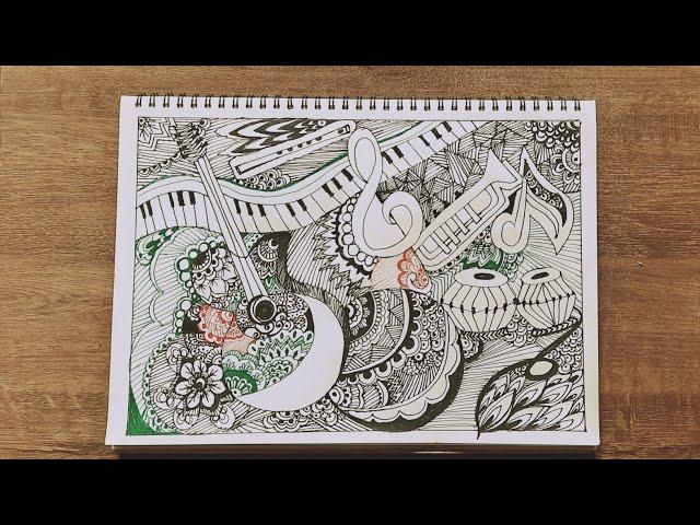 How to draw musical instruments mandala art | World music day drawing | world music day 2022