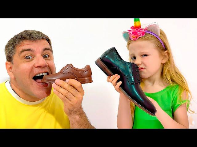 Nastya e papà in una casa divertente piena di cioccolatini e caramelle - Serie di video per bambini