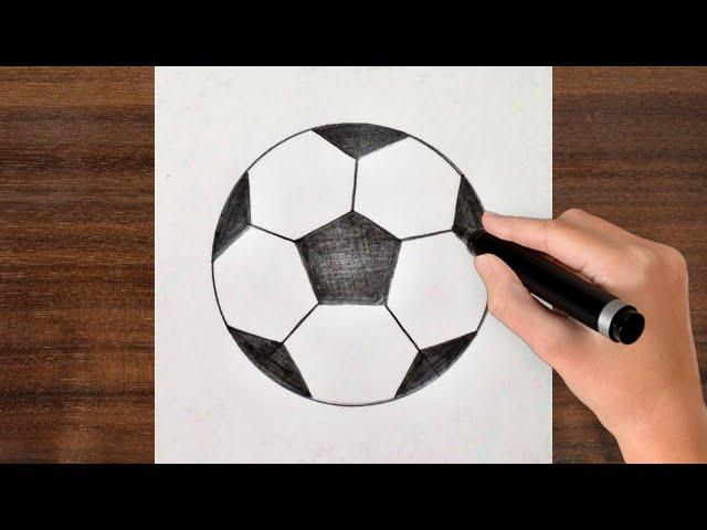 How To Draw A Soccer Football ! Step By Step ! Very Easy 3d Drawing