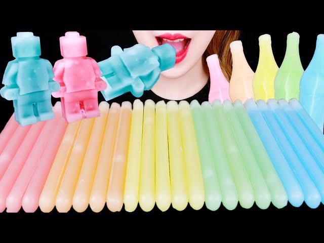 ASMR *FROZEN* LEGO WAX CANDY, WAX STICK, BOTTLE EATING SOUNDS MUKBANG 먹방 咀嚼音