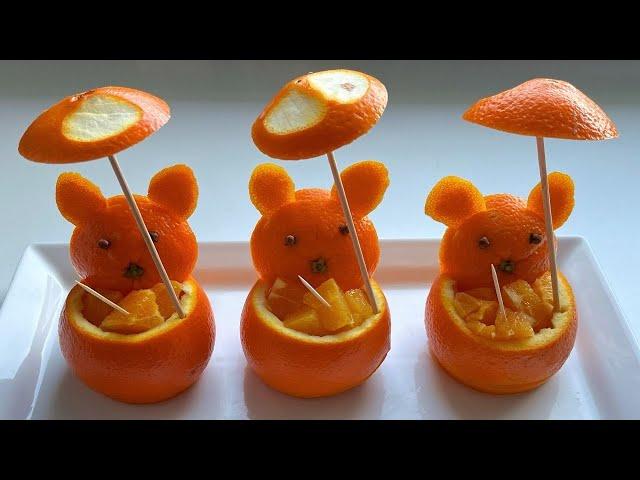 How To Make Orange Bear / Fruit Cutting and Carving Trick / Fruit Decoration Ideas / Fruit Art