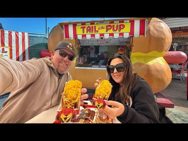 LOS ANGELES DAY VLOG! Historic Tail o’the Pup Hotdogs, Pan Pacific, Galcos Soda Shop + Dinner & More