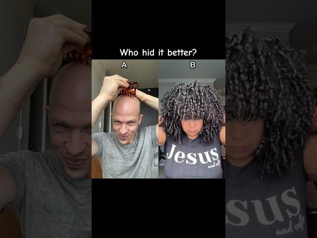 WHO HID IT IN THEIR HAIR BETTER? #hair #hairstyle #haircare #youtubeshorts #shorts #bald