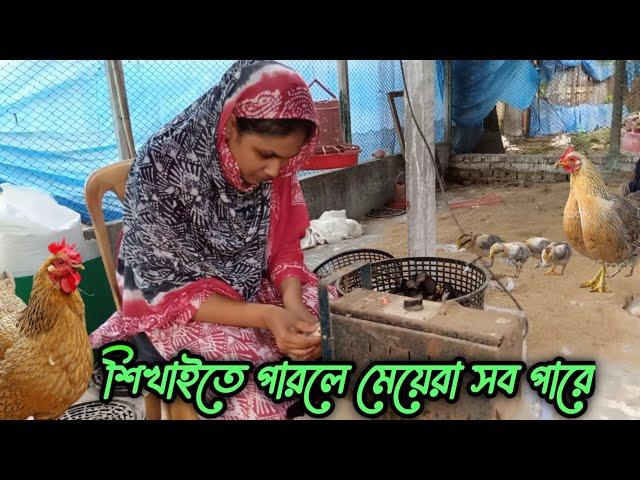 শিখাইতে পারলে মেয়েরা সব পারে #shakilfarming #মুরগিরঠোঁটকাটা #murgi