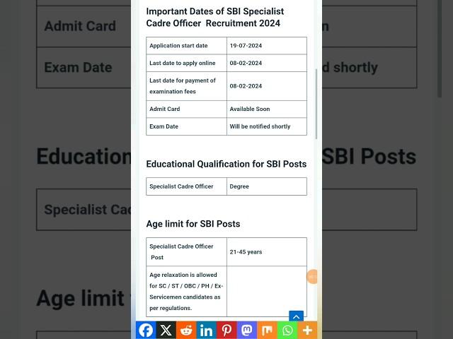 SBI Specialist Cadre Officer Recruitment 2024 #bankjobs2024 #sbijobs #govtjobs #indiagovernmentjobs