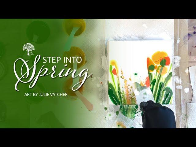 Two little Spring Swipes Fluid Art Painting Techniques