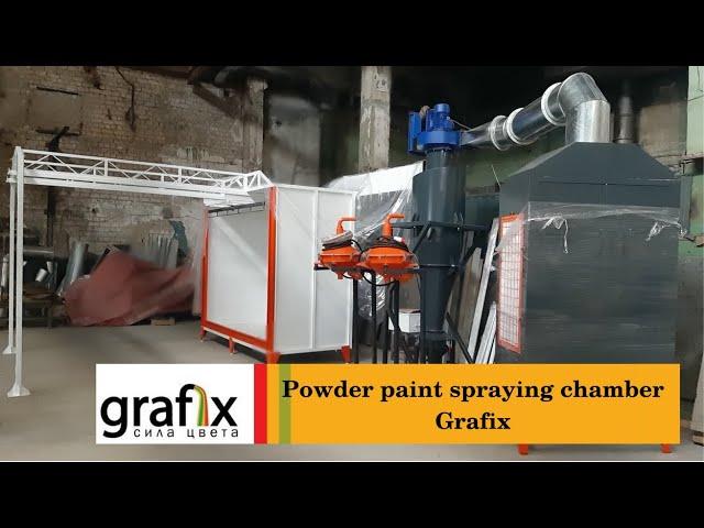 Powder paint spraying chamber Grafix. Professional Powder Coating.