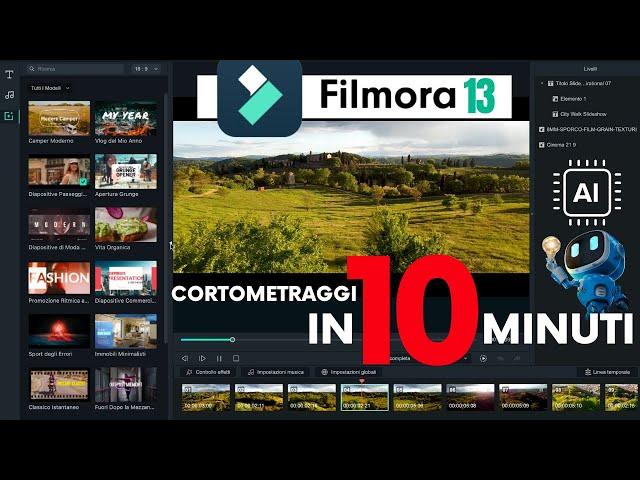 ZERO COMPETENZE PER CREARE un CORTOMETRAGGIO in 10 MIN con AI di FILMORA 13 [TUTORIAL ITA]