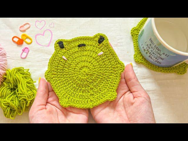 Cup holder FROG  crocheted from leftover yarn | For beginners