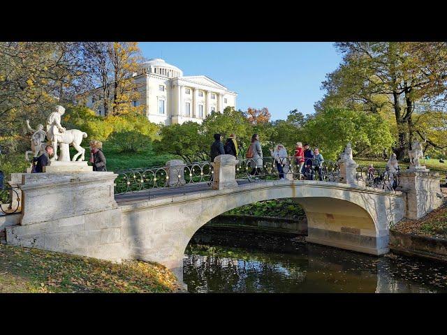 Pavlovsk Park ~ Golden Autumn 4K60fps Walking Tour ~ Saint Petersburg Russia