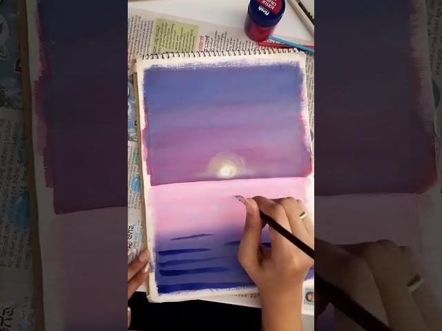 #acrylicpainting #beginners #sunset #sunrise #ocean #sunshine #drawing #artistic #diy #sea #waves