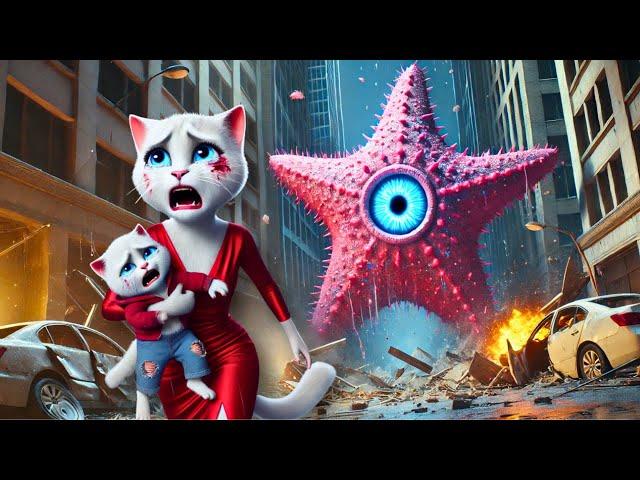 Kitten tames Starfish Monster Starro⭐ #ai #cat #cute #kitten #cartoon #cutecat #aicat