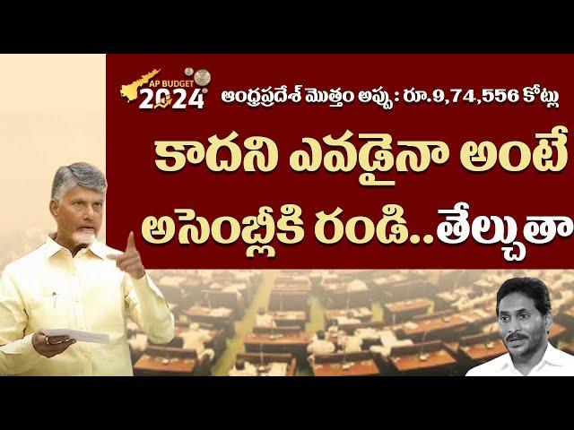 ఆంధ్రప్రదేశ్ మొత్తం అప్పు : రూ.9,74,556 కోట్లు..కాదని ఎవడైనా అంటే, అసెంబ్లీకి రండి..తేల్చుతా | CBN