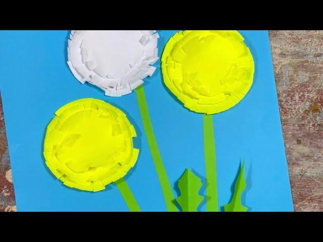 Одуванчики из бумаги / аппликация одуванчики/ летние поделки