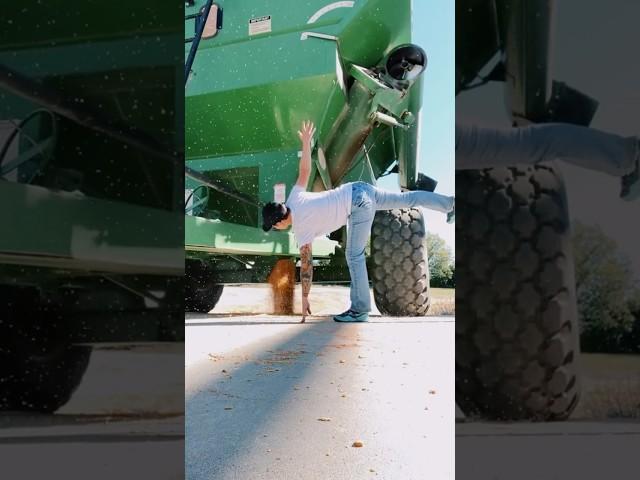 Flexible farming #farmer #agriculture #corn #grain #tractor #farmlife #yoga #stretching #johndeere