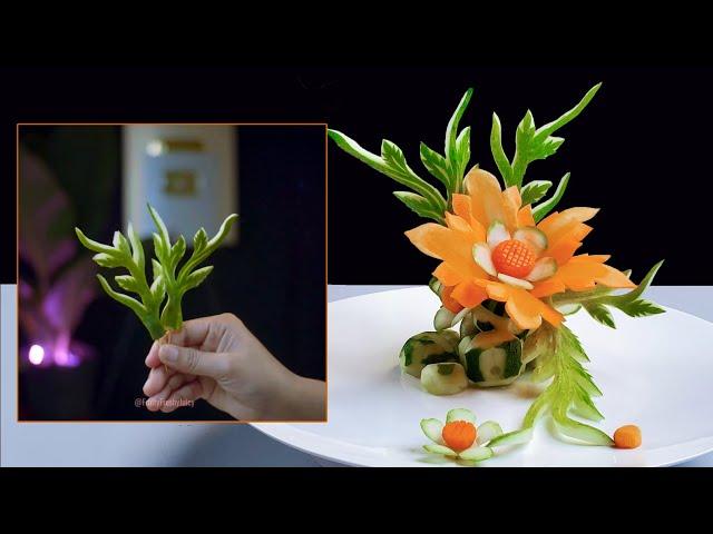 Beautiful Flower Art on Carrot & Cucumber