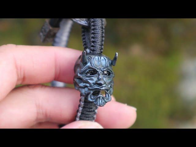 The Demon Oni Premium Paracord Bracelet In Mini Cobra Knot, Solomon Cobra knot, Micro cord