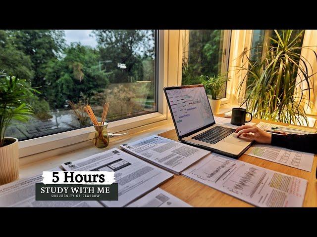 5 HOUR STUDY WITH ME  | Background noise, 10 min Break, No music, Study with Merve