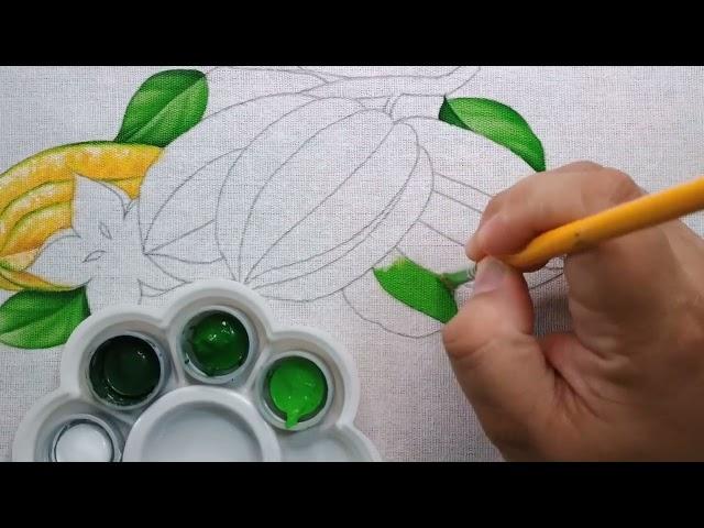 Carambola Pintura em Tecido Bruno Silva - Aula 507 - Aprenda como pintar carambolas