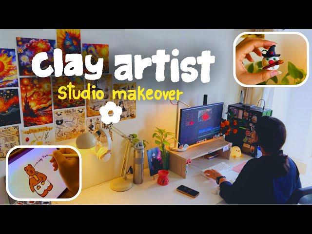 Art Studio Makeover ︎ new furniture  designing new clay charms Shop Update Prep #smallbusiness