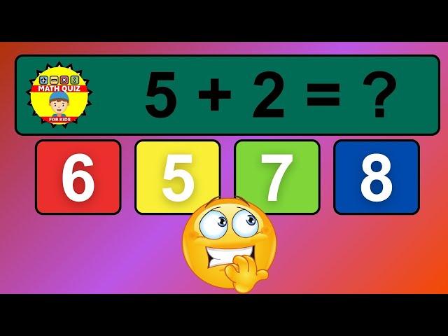 20 Math Quiz for Kids | One Digit Addition Quiz