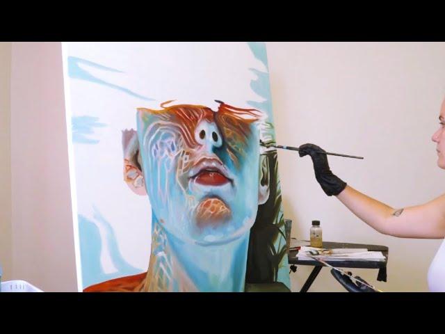 Underwater Painting Time Lapse - “Glimpse” Original Oil Portrait Painting