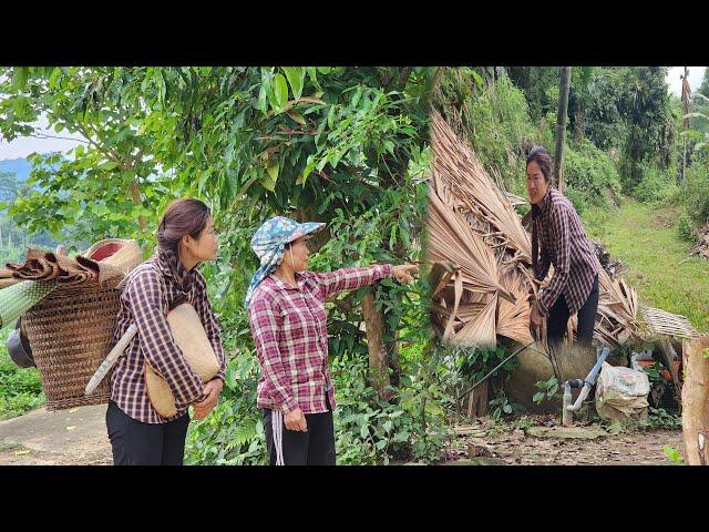 The girl was in despair when she saw her house destroyed. She was helped by a kind person.