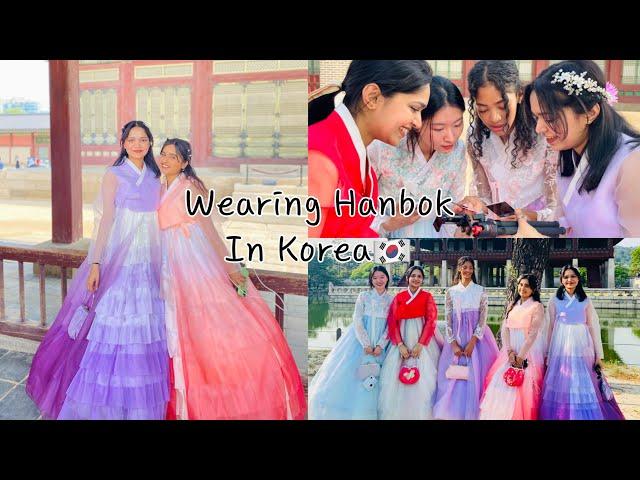 Indian girls wearing Korean clothes - Hanbok | Trying Hanbok in Korea | Indian in Korea