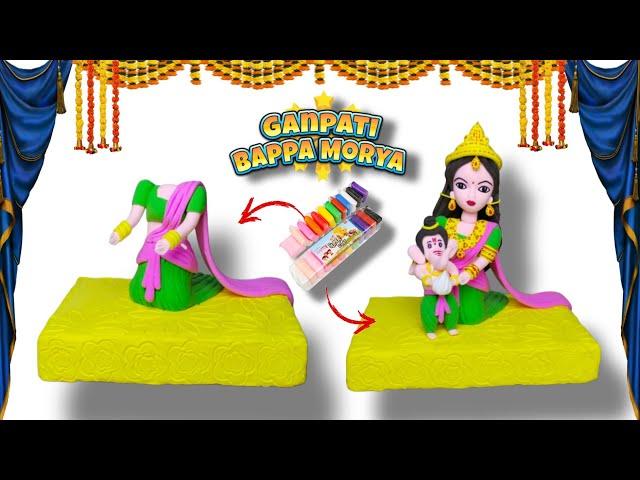 GANESH JI WITH PARVATI MATA MURTI  GANESH CHATURTHI SPECIAL CLAY IDOL  #ganeshchaturthi #clayart