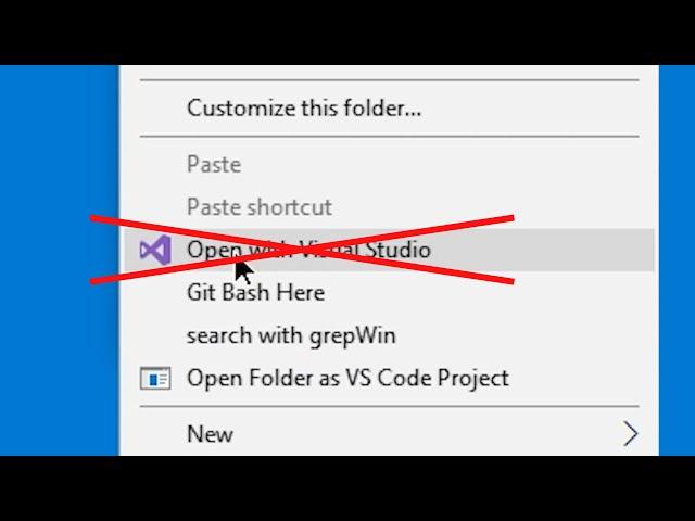 Remove "Open with Visual Studio" from Folder Context Menu in Windows Explorer