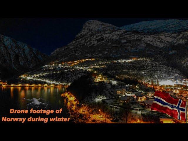 Western Norway - Aerial footage of snowcovered landscape