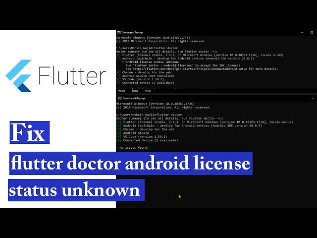 Fix flutter doctor android license status unknown [ Android Studio SDK ]