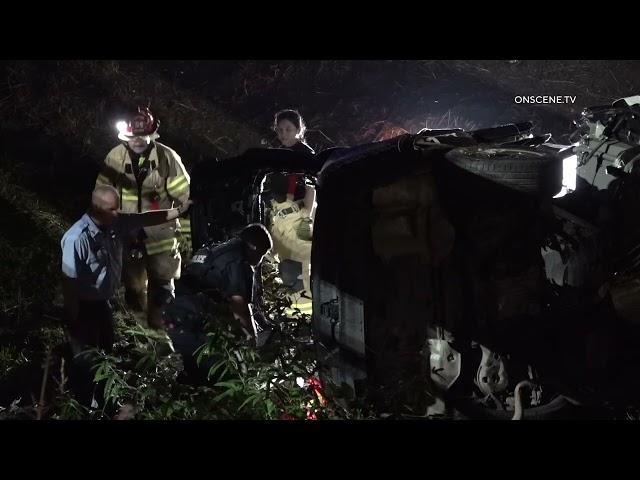 Houston Police Roll Police Car Into Ditch