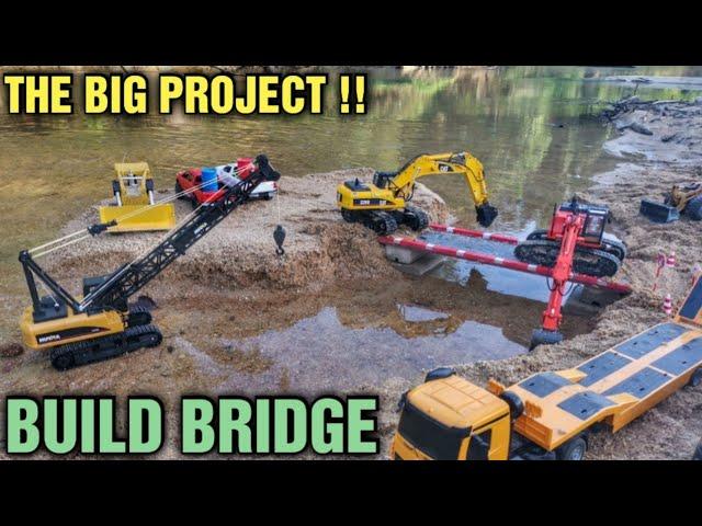 Story Line : RC Wpl Hilux, WL Excavator, Huina, Double E, Bulldozer Making A Bridge Construction