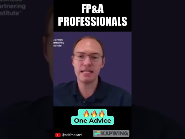 One Advice for Finance Professionals