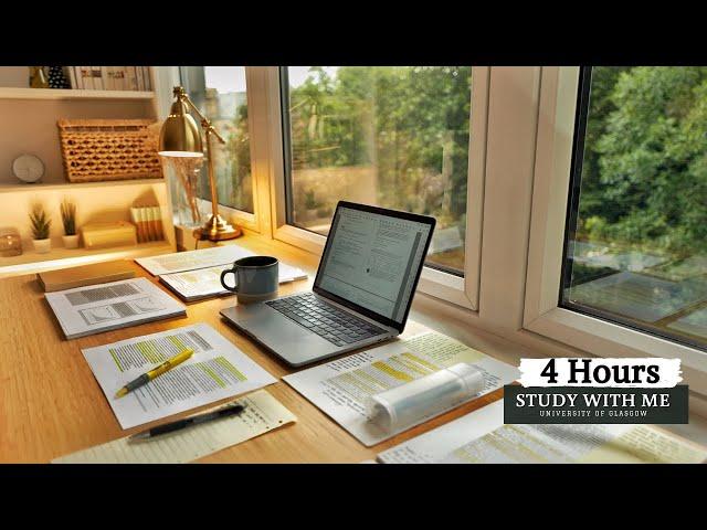 4 HOUR STUDY WITH ME | Background noise, 10-min Break in UNIVERSITY of OXFORD, Study with Merve