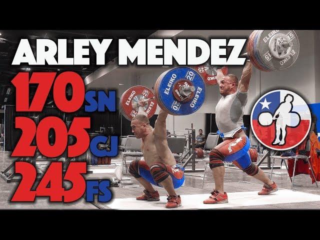 Arley Mendez Heavy Training (170 Snatch, 205 C&J, 245 FS) - 2017 WWC Training Hall [4k 60]