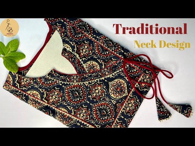 Traditional Angrakha Neck Design || Kurti Neck cutting and stitching Full Video ||