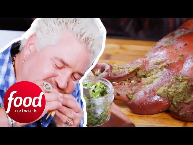 Guy Fieri Falls In Love With This Pig Head Platter | Diners, Drive-Ins & Dives