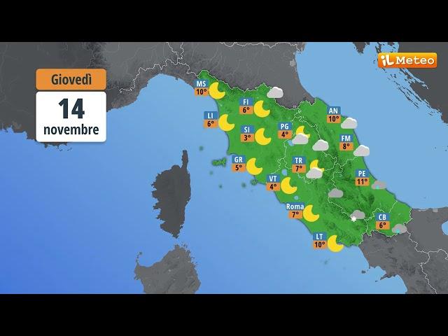 Meteo, previsioni meteo Giovedì 14 novembre 2024