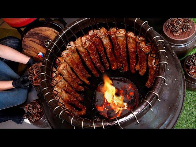 Amazing! 700°F Clay Pot Cooking Like You’ve Never Seen: Crispy Outside, Juicy Inside pork intestines